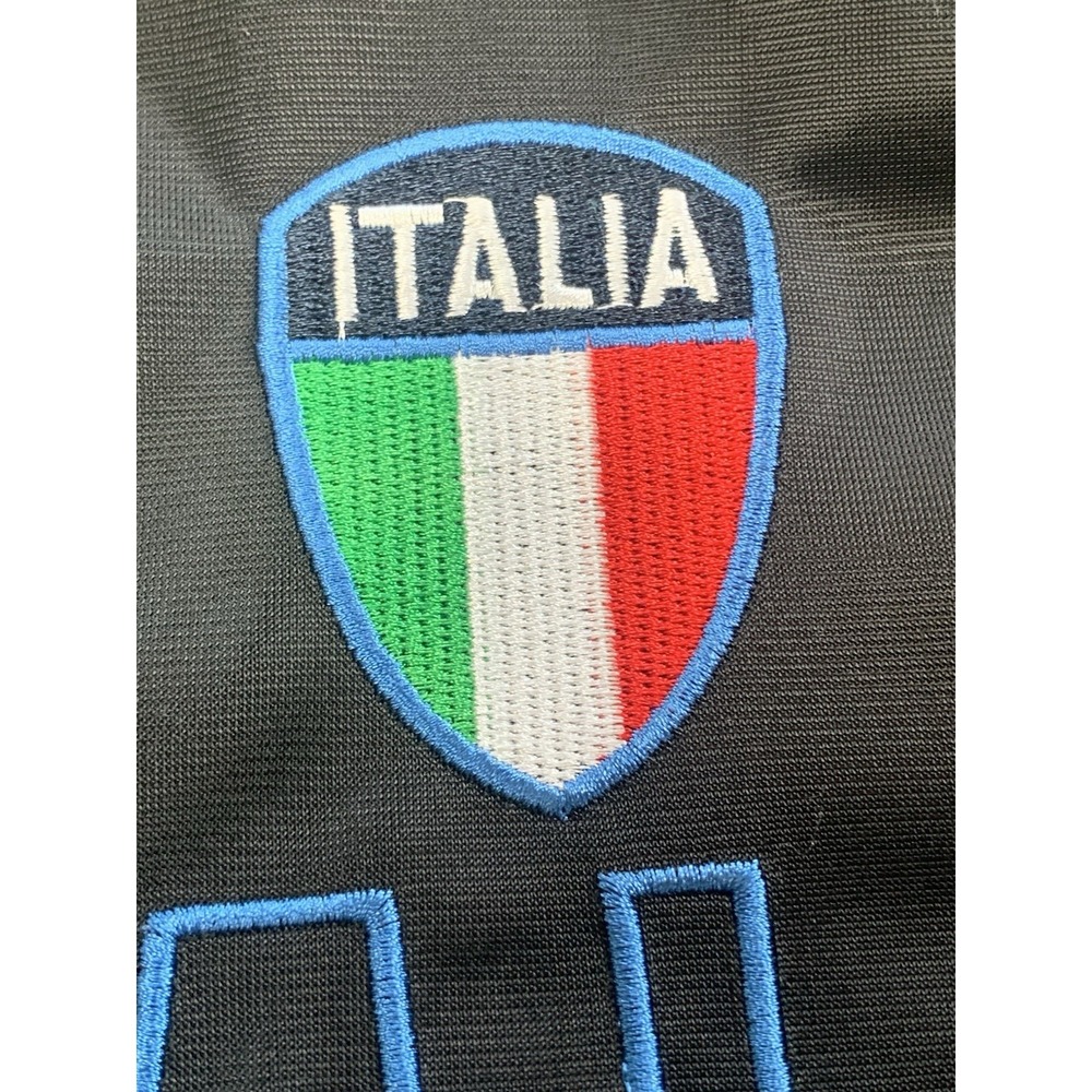 Italia Mens L Black Soccer Track Jacket Italy Crest Full Zip Warm Up NWOT Retro - Picture 8 of 13